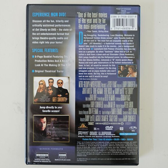 Get Shorty DVD 1995 Widescreen & Standard - John Travolta, Gene Hackman, Rene Ru - Picture 3 of 3